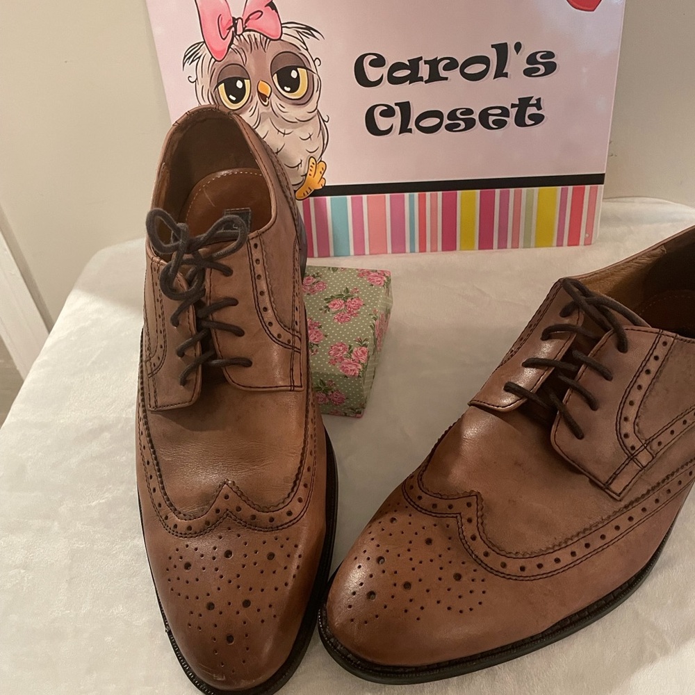 Gordon Rush Tan Brown Wingtip Leather Oxfords